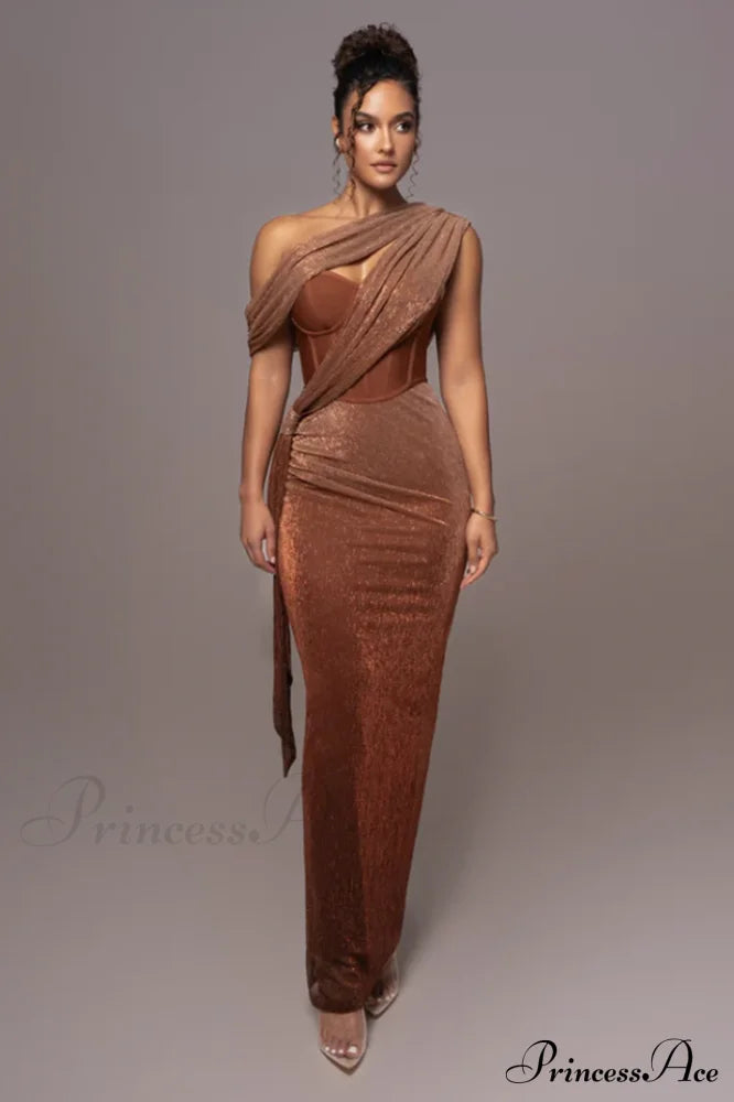 Green Celestina Stylish Draped Maxi Dress