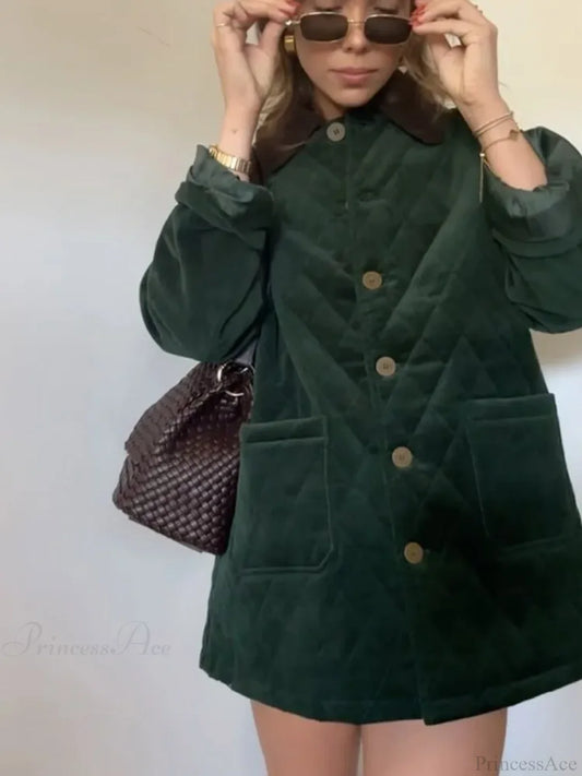 Green Patchwork Cotton Coat