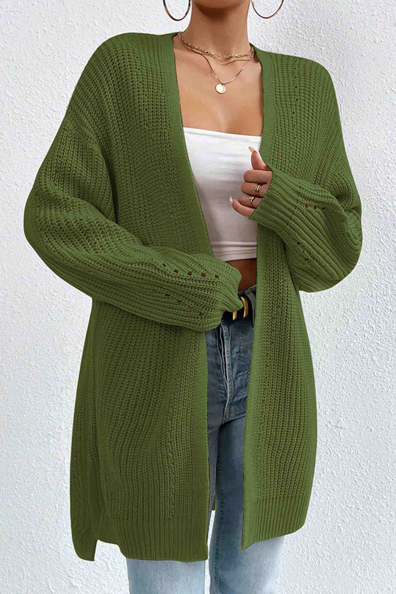 Open Mid-Length Front Cardigan