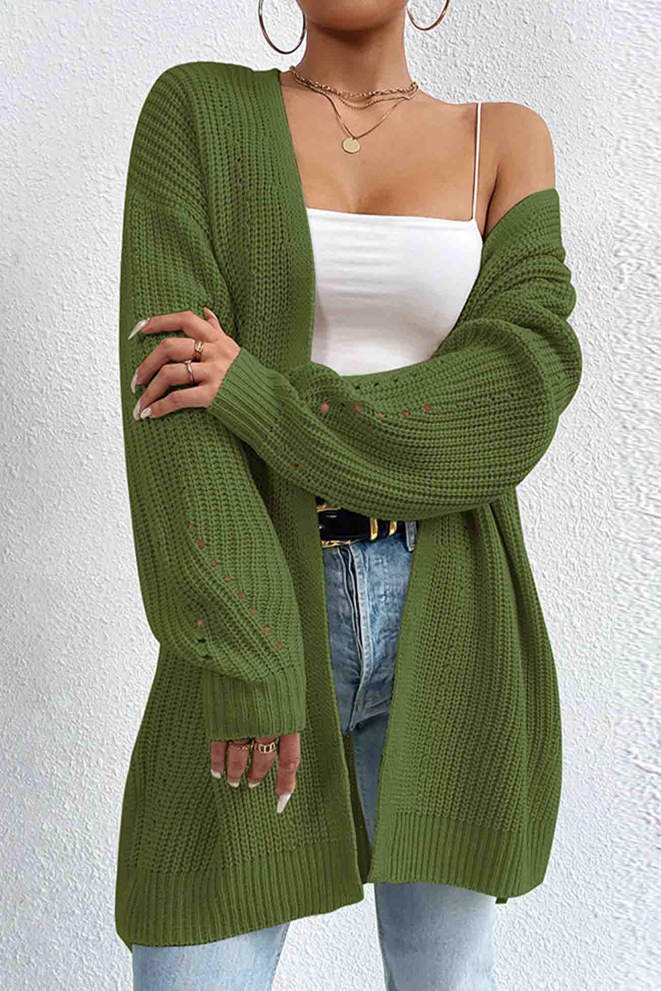 Open Mid-Length Front Cardigan