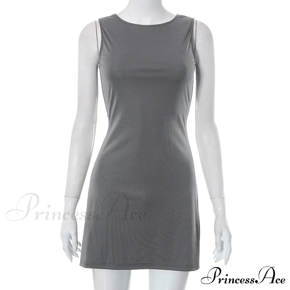 Grey Tank Stylish Mini Dress L