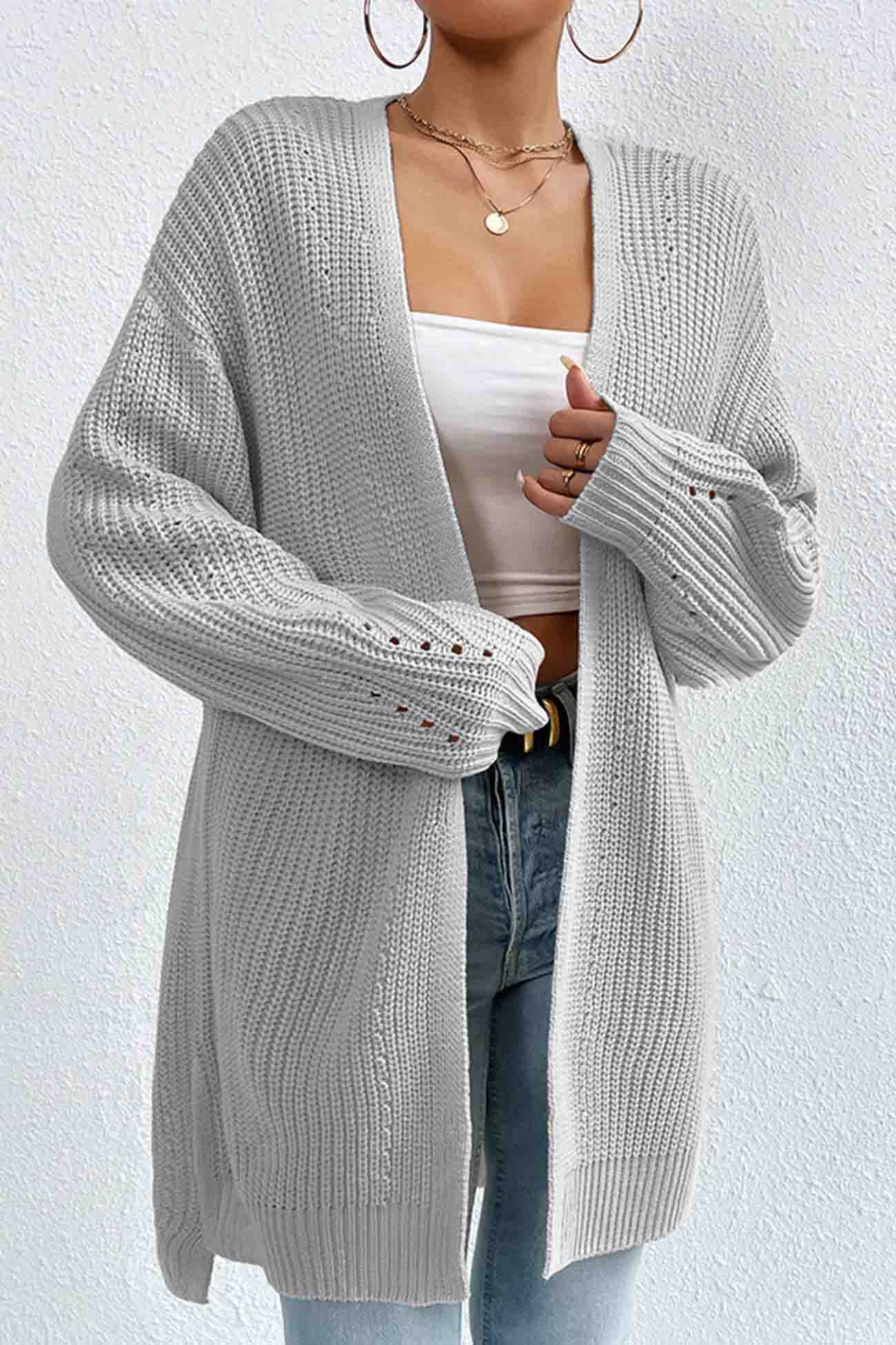 Open Mid-Length Front Cardigan