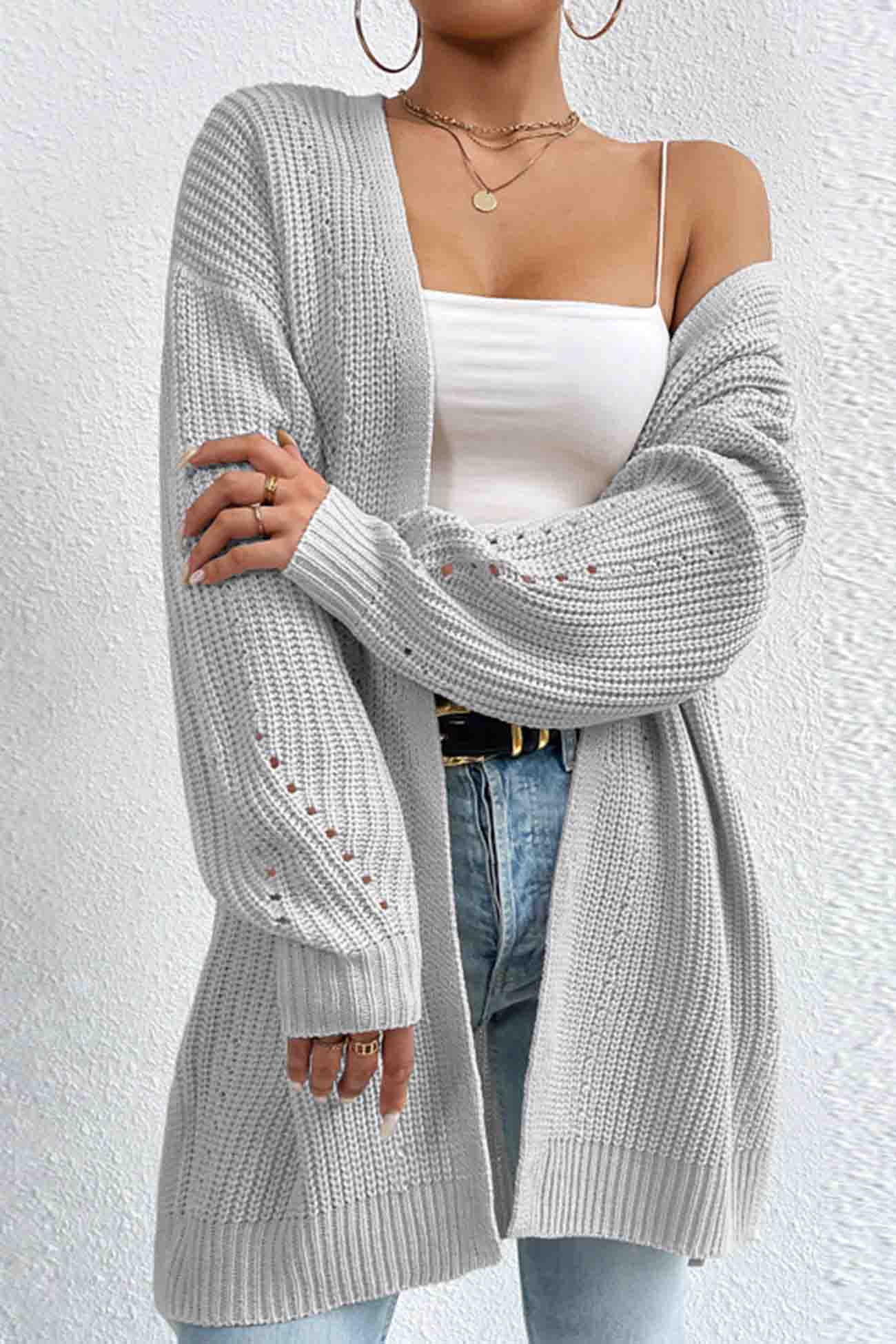 Open Mid-Length Front Cardigan