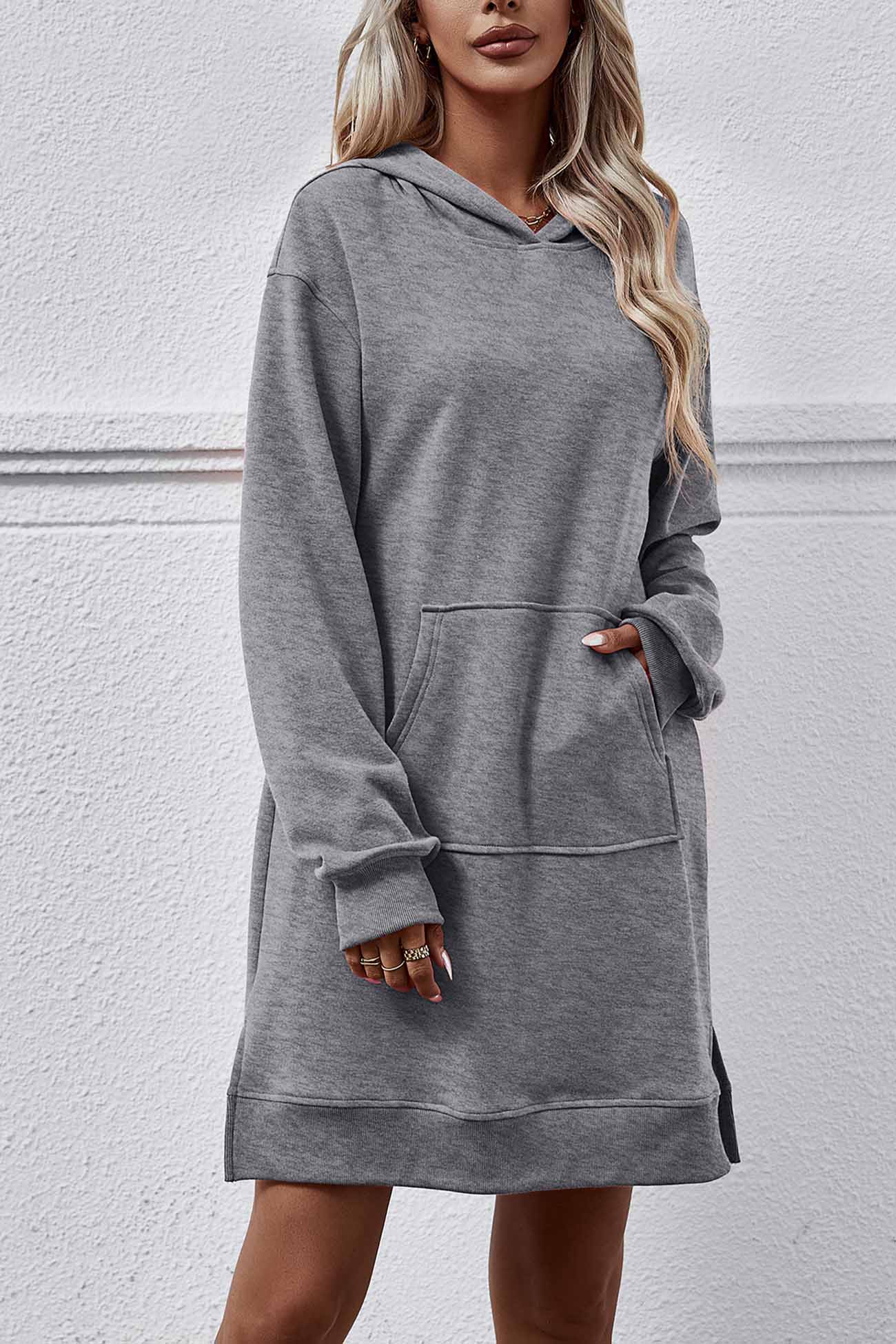 Midi Hoodie Dress with Pocket Slit