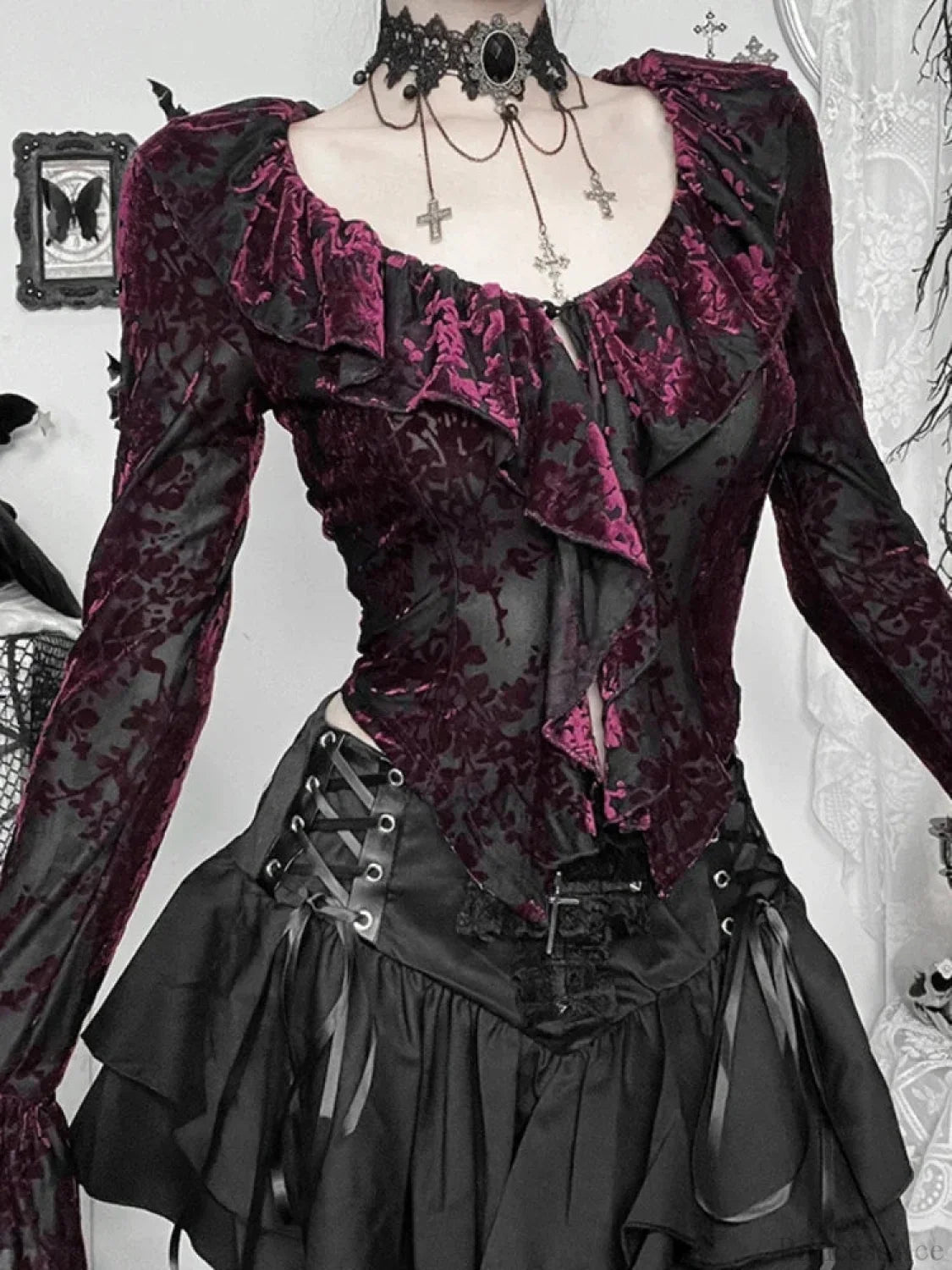 Grouped Frilled Knitted Top