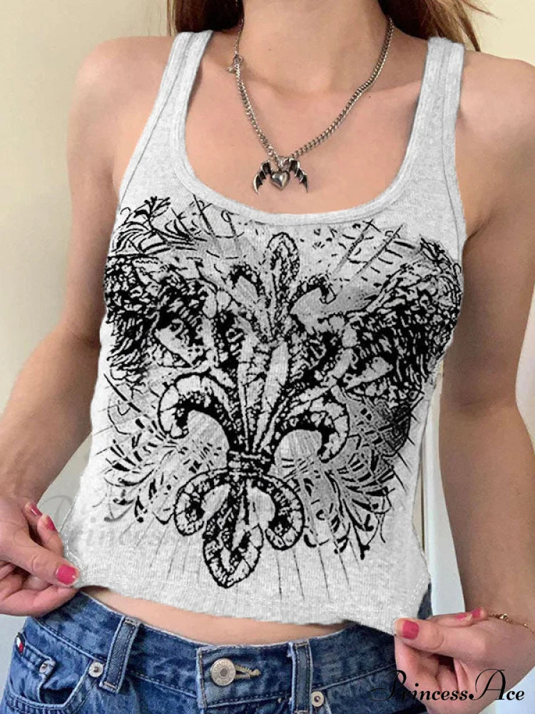 Grunge Heart Graceful Printed Tee Tank Tops&Camis