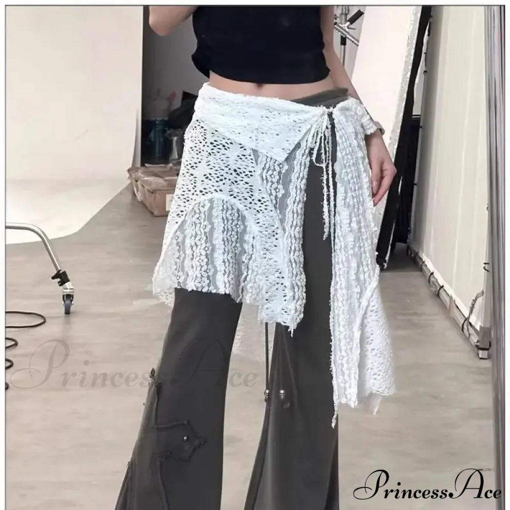 Grunge Lace Irregular Tulle Patchwork Streetwear Skirt