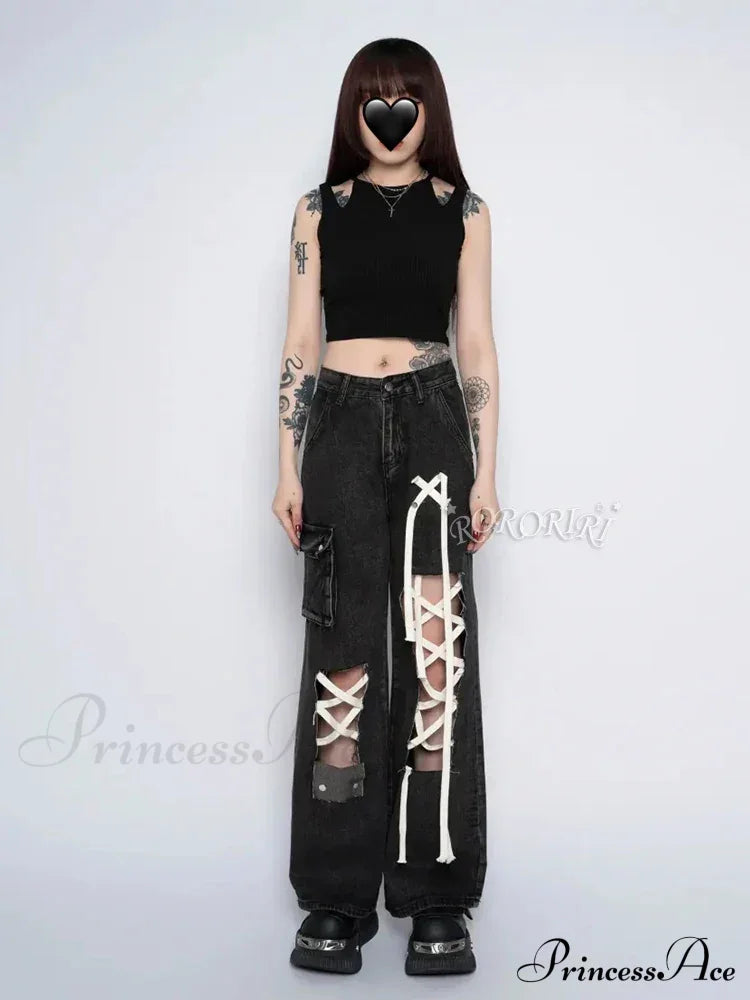 Grunge Ripped Hole Halloween Pants