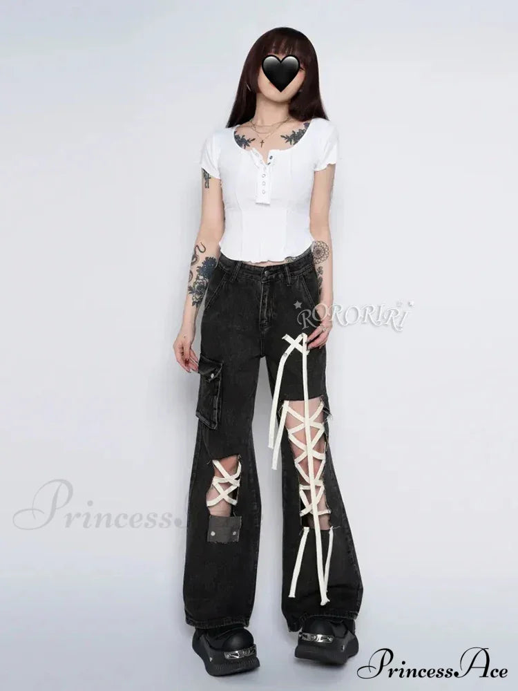 Grunge Ripped Hole Halloween Pants