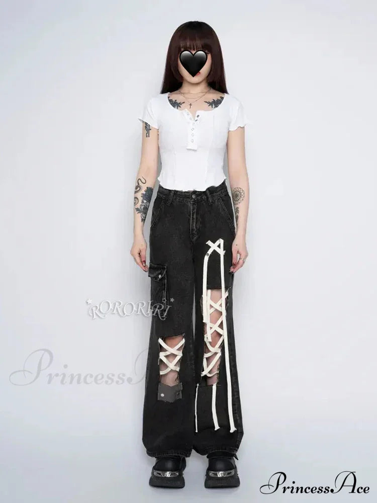 Grunge Ripped Hole Halloween Pants