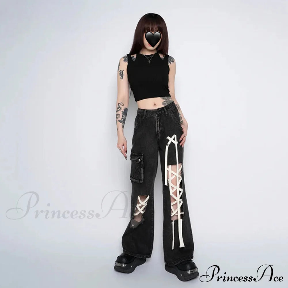 Grunge Ripped Hole Halloween Pants