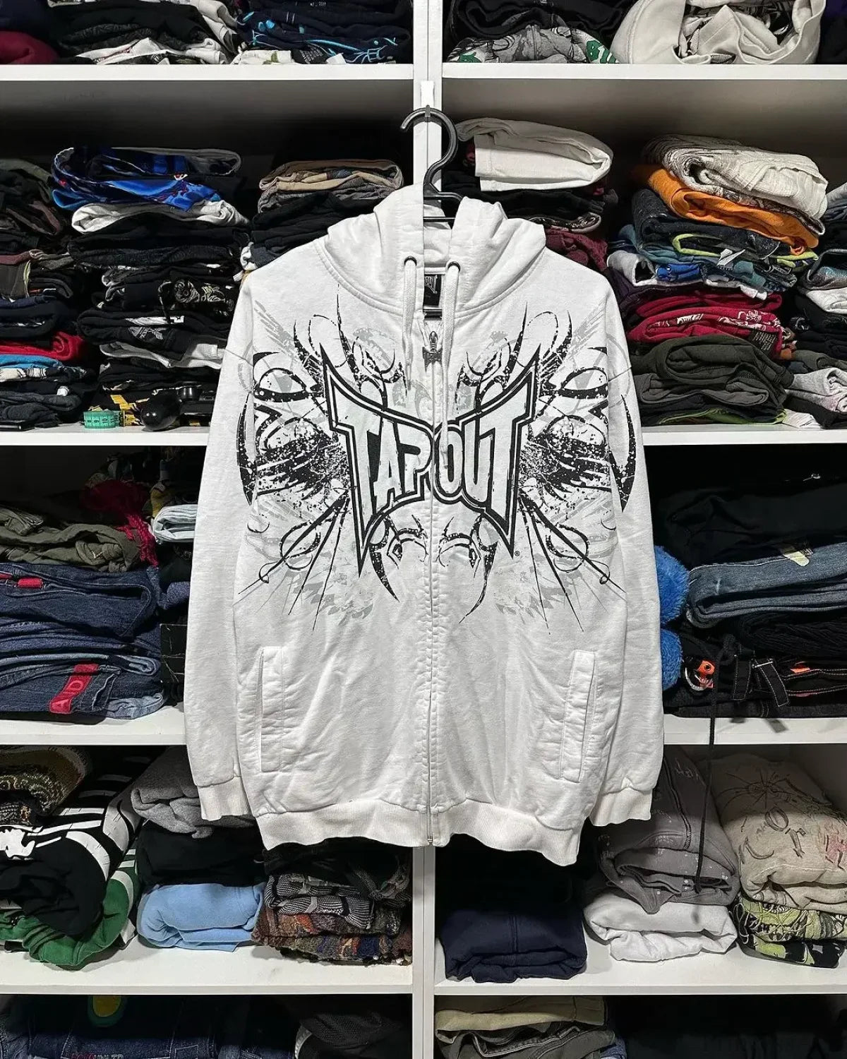 Grunge Zip Up Sweatshirt white 4 / M