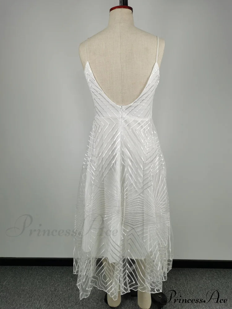 Guest Embroidered Formal Elegant Midi Warm-Season Wedding Evening Party - Backless Gown For Women