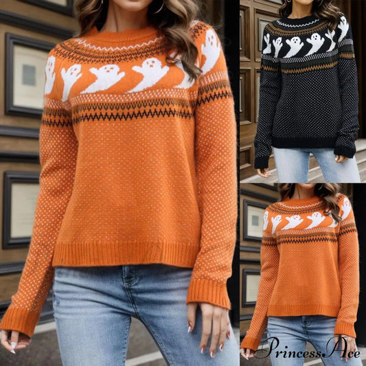 Halloween Cozy Y2K Oversized Warm Long Sleeve Comfortable Pullover Sweater Sweaters-L