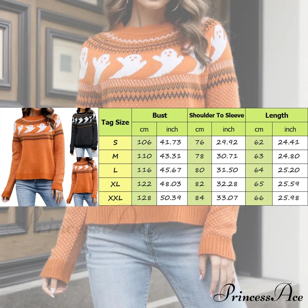 Halloween Cozy Y2K Oversized Warm Long Sleeve Comfortable Pullover Sweater Sweaters-L