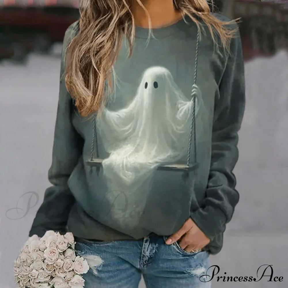 Casual Halloween Sweatshirt Dark Green best Best Sellings clothes Plus Size Sale tops Topseller