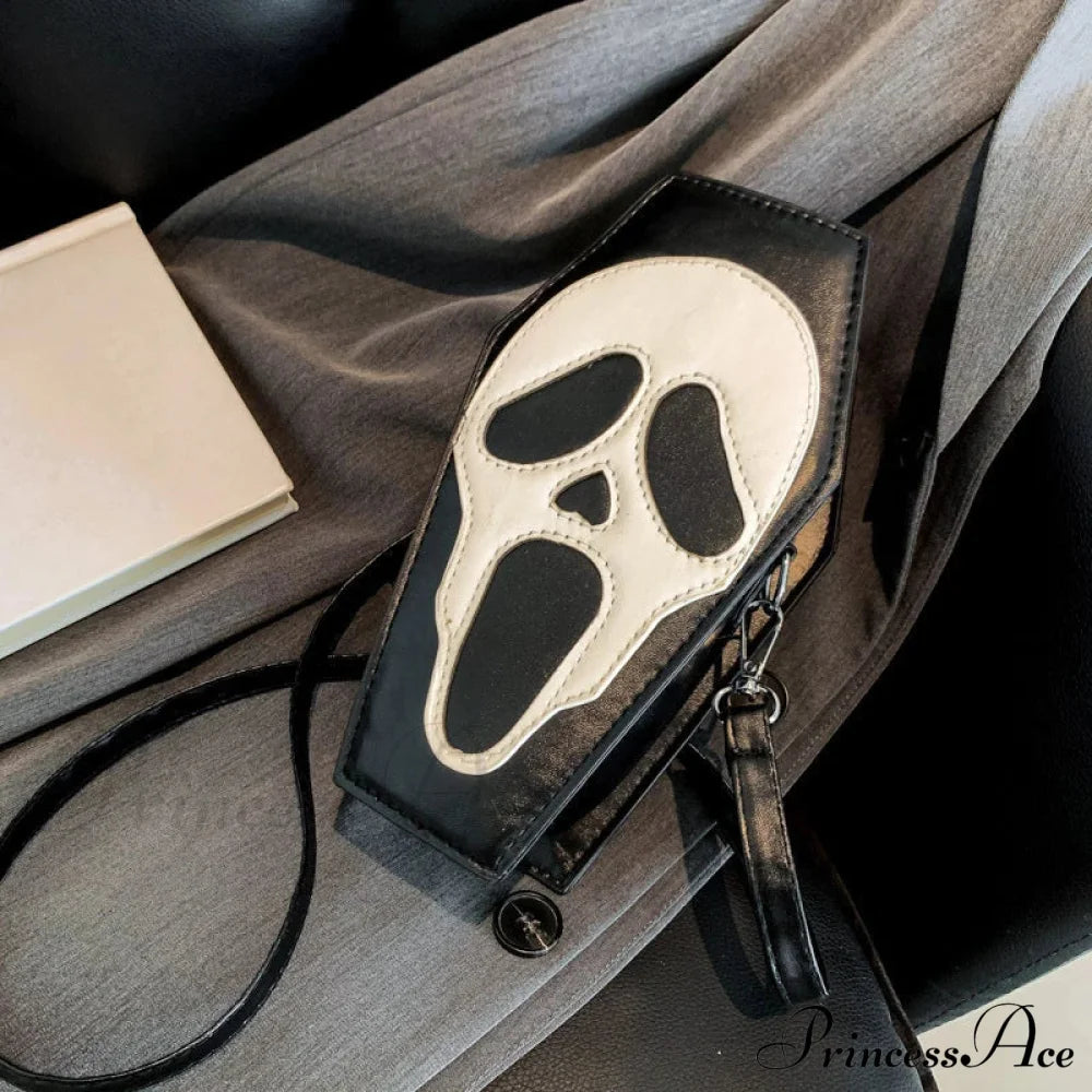 Halloween Novelty Coffin Shape Gothic Crossbody Phone Purse Tote Bag