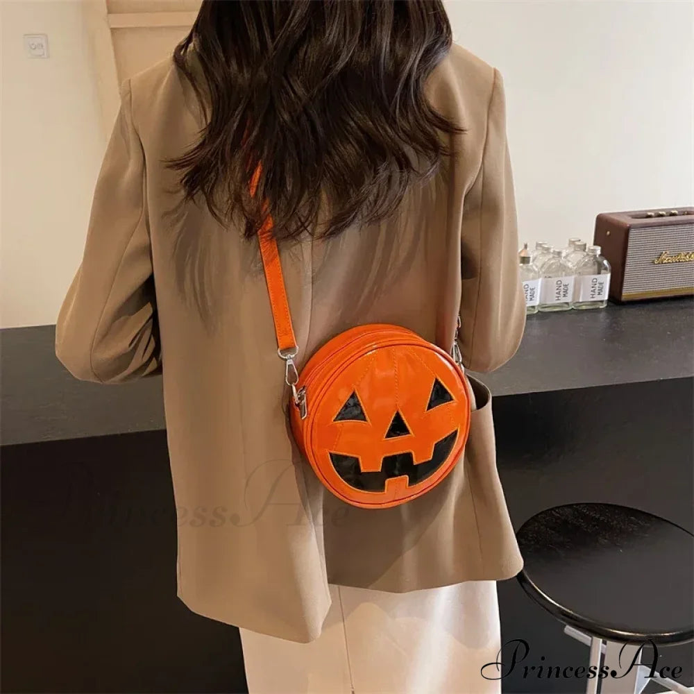 Halloween Pumpkin Head Gothic Party Evening Clutch Spooky Crossbody Bag Orange / Mini(Max