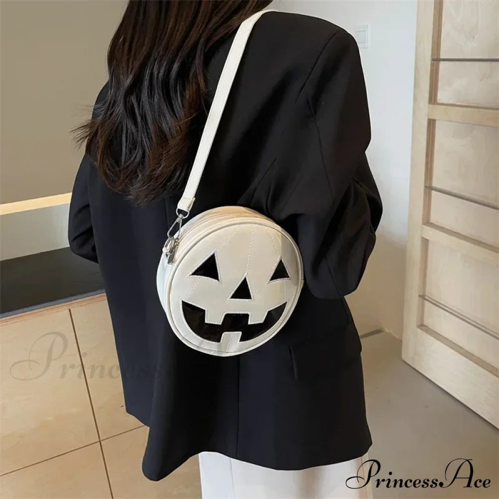 Halloween Pumpkin Head Gothic Party Evening Clutch Spooky Crossbody Bag White / Mini(Max