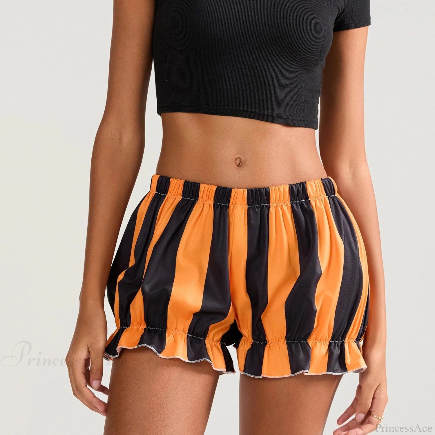 HalLoween Stripe Elastic Waist Short short-250223