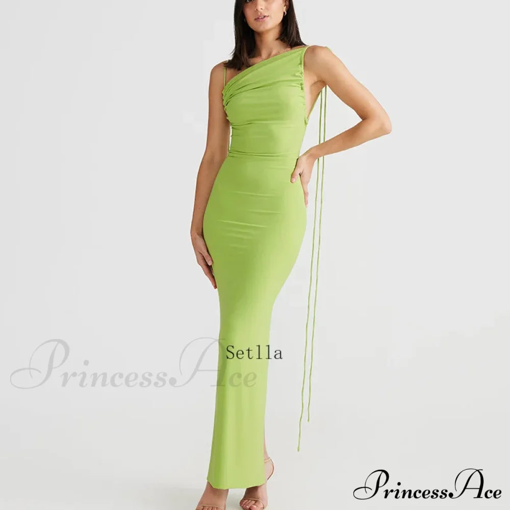 Halter Backless Ruched Elegant Sleeveless Split Summer-Ready Midi Dress