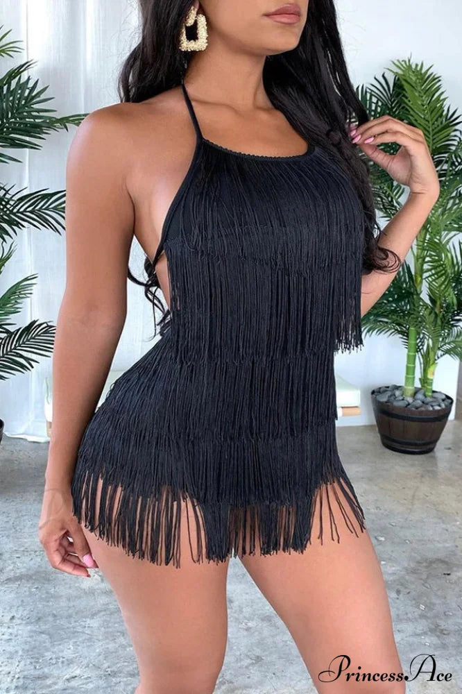 Halter Fringe Romper | Dress In Beauty