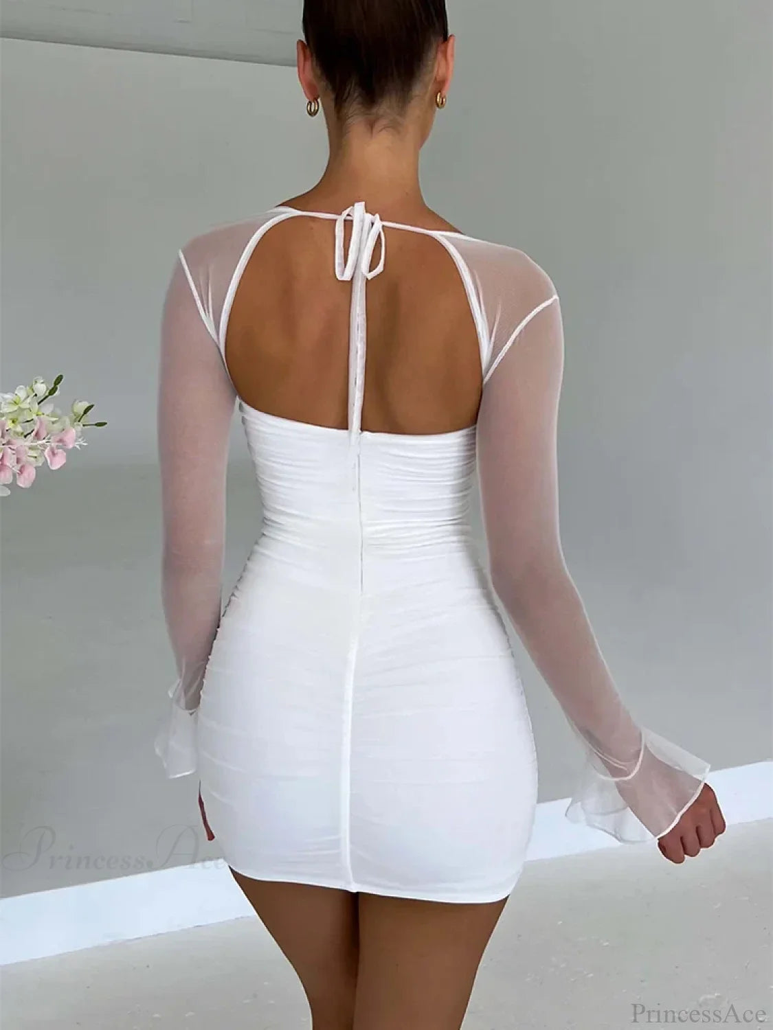 Halter Lace-Up Petal Mini Dress minidress-250223