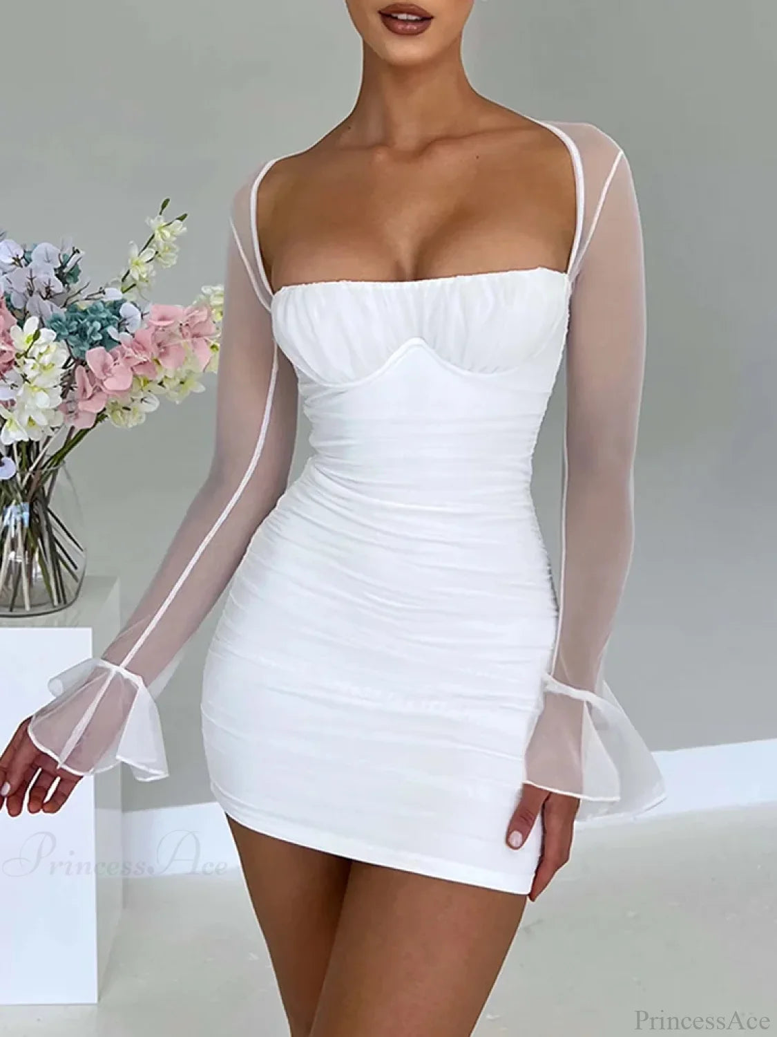 Halter Lace-Up Petal Mini Dress minidress-250223