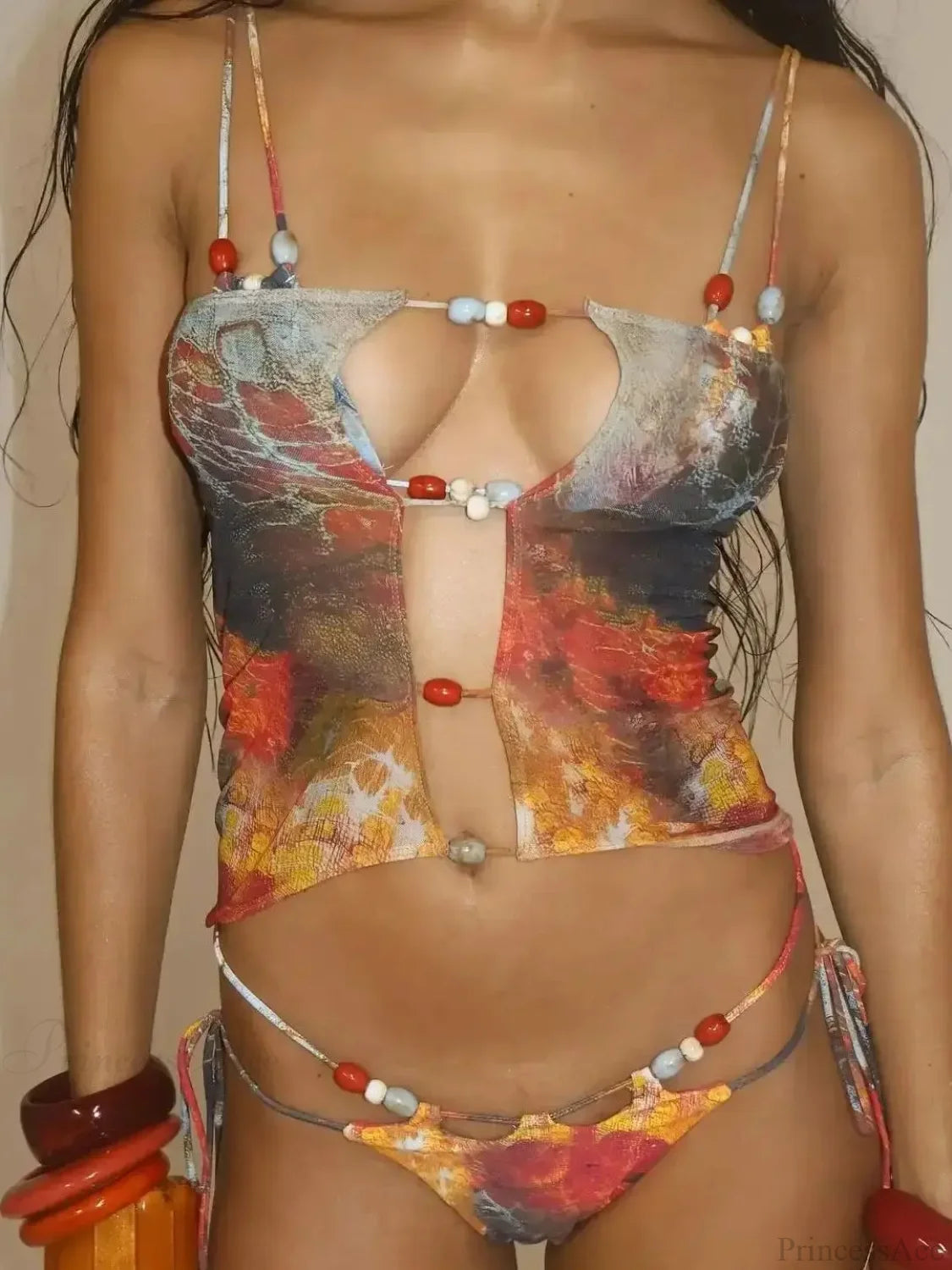 Halter Mini Skirt Three Piece Swimsuit brown / S