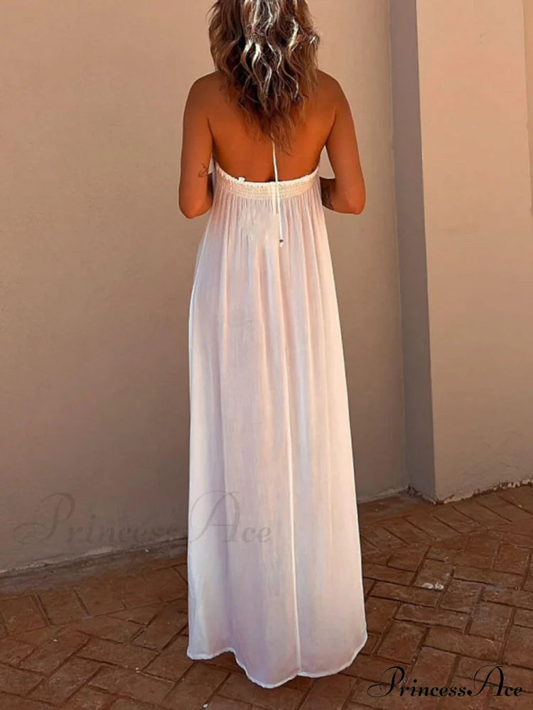 Halter Neck Casual Charming Resort Maxi Dress Dresses