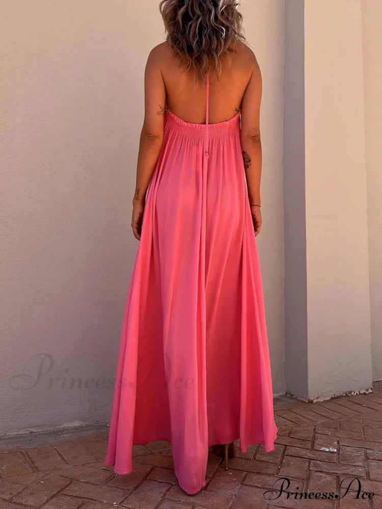 Halter Neck Casual Charming Resort Maxi Dress Dresses