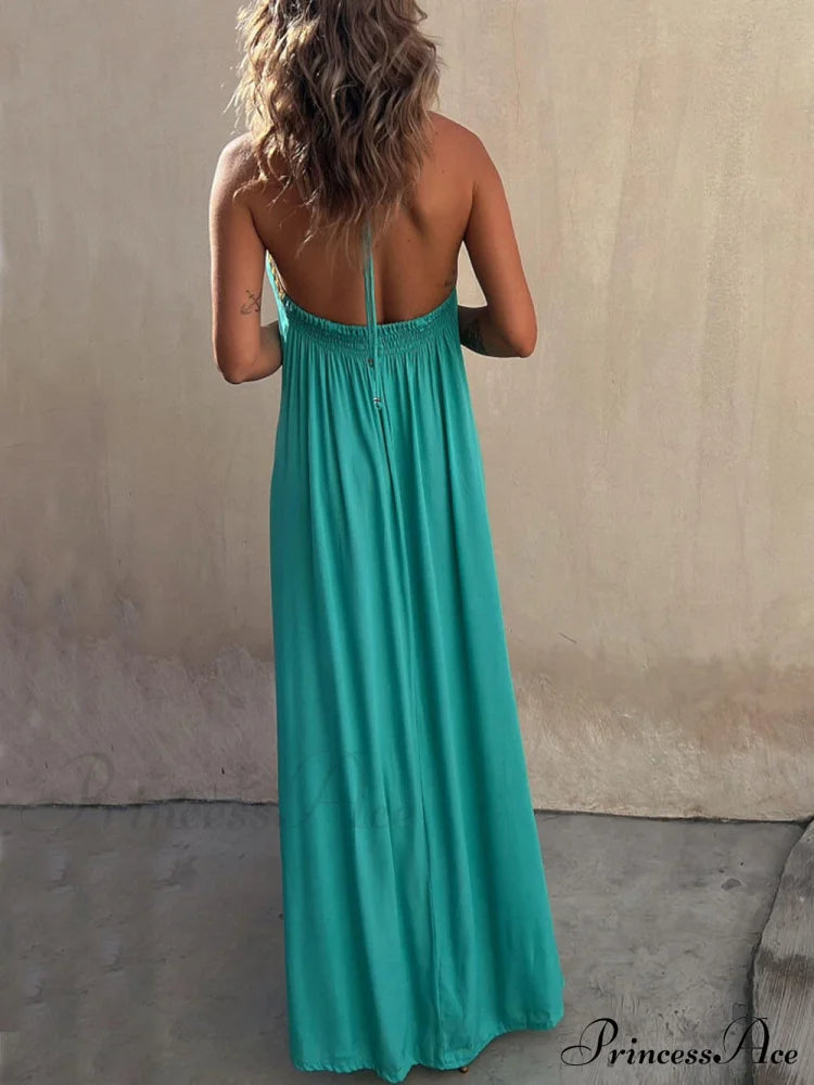 Halter Neck Casual Charming Resort Maxi Dress Dresses