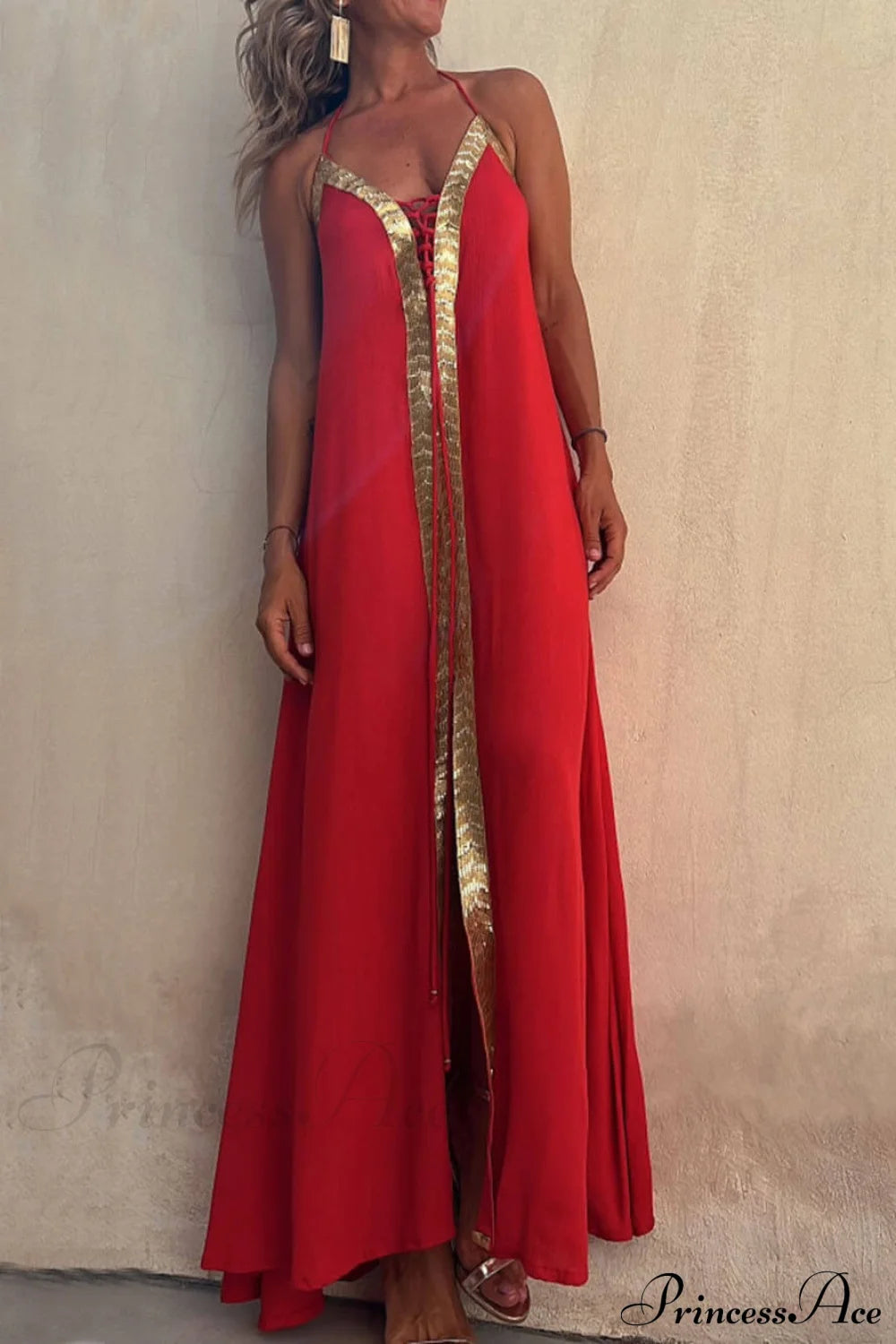 Halter Neck Casual Charming Resort Maxi Dress Dresses