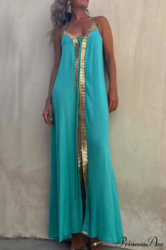 Halter Neck Casual Charming Resort Maxi Dress Dresses