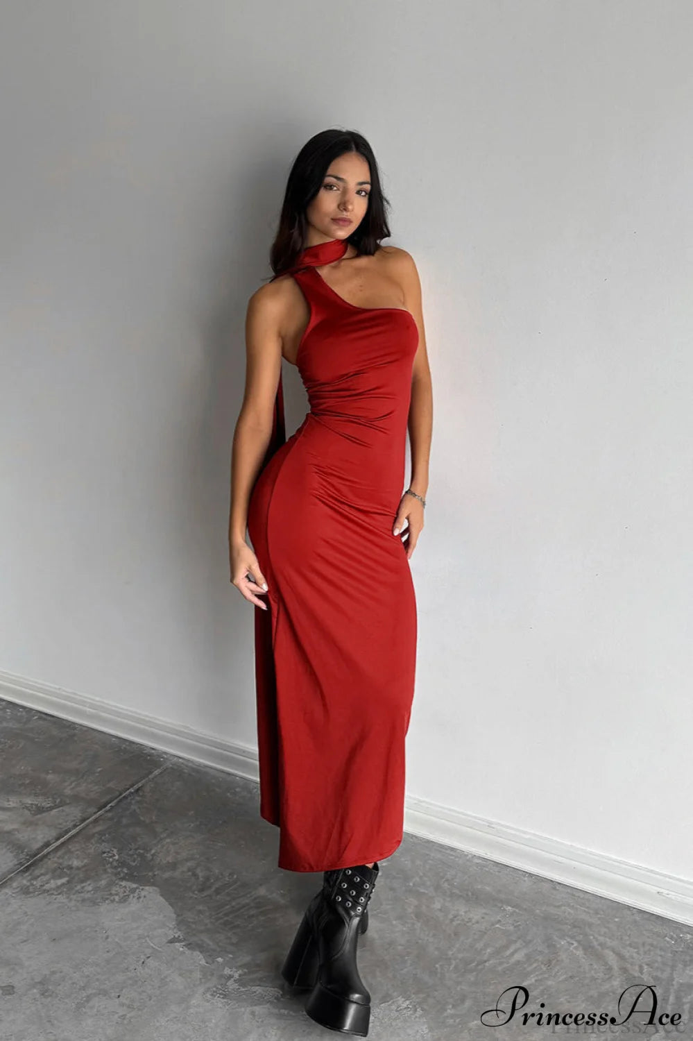 Halter Ruched Bodycon Elegant Maxi Dress