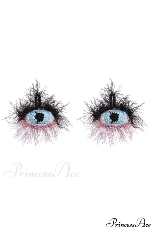 Handmade Eye Pattern Plush Earrings | Dress In Beauty
