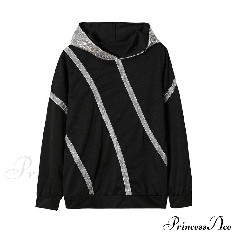 Harajuku Casual Long Sleeve Sequin Hoodies Sweatshirts & Hoodies-L