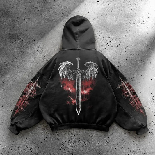 Harajuku Mysterious Printed Hoodie