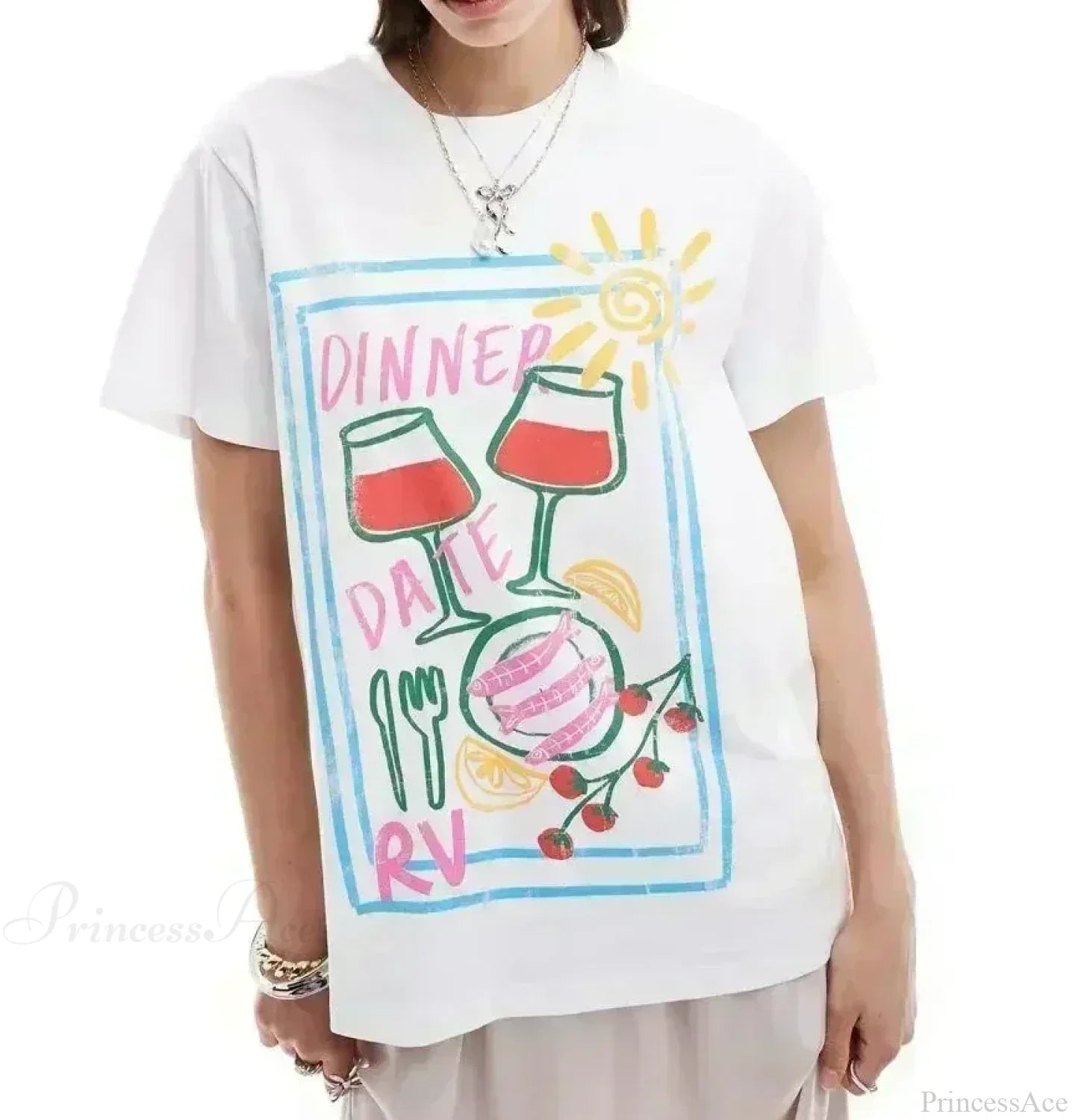 Harajuku Popular Flowers Graphic T-shirt white6 / S t-shirt-250223