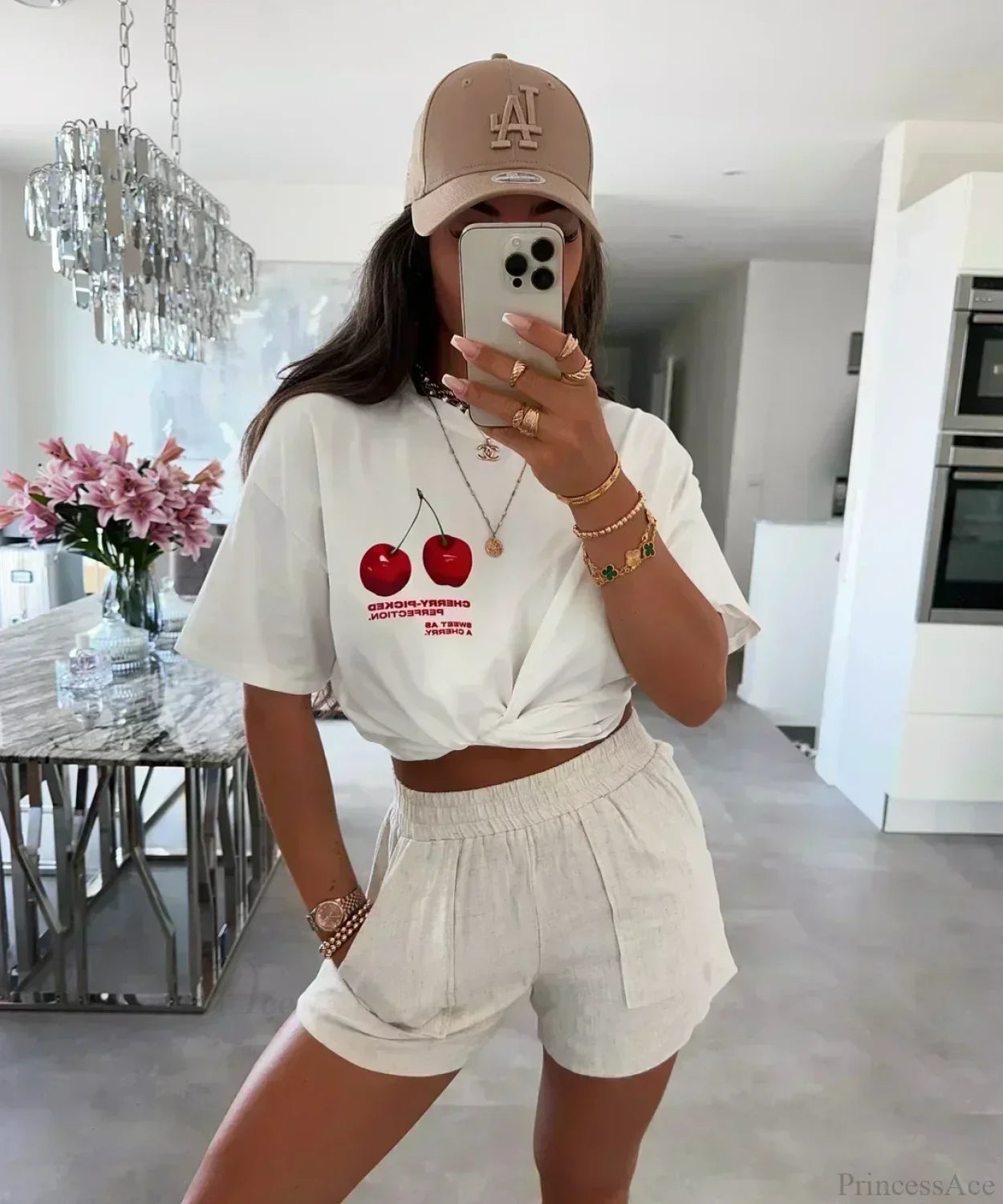 Harajuku Popular Flowers Graphic T-shirt white9 / S t-shirt-250223