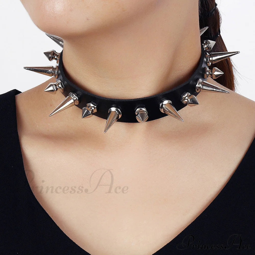 Harajuku Style Black Punk Rock Leather Necklace Halloween