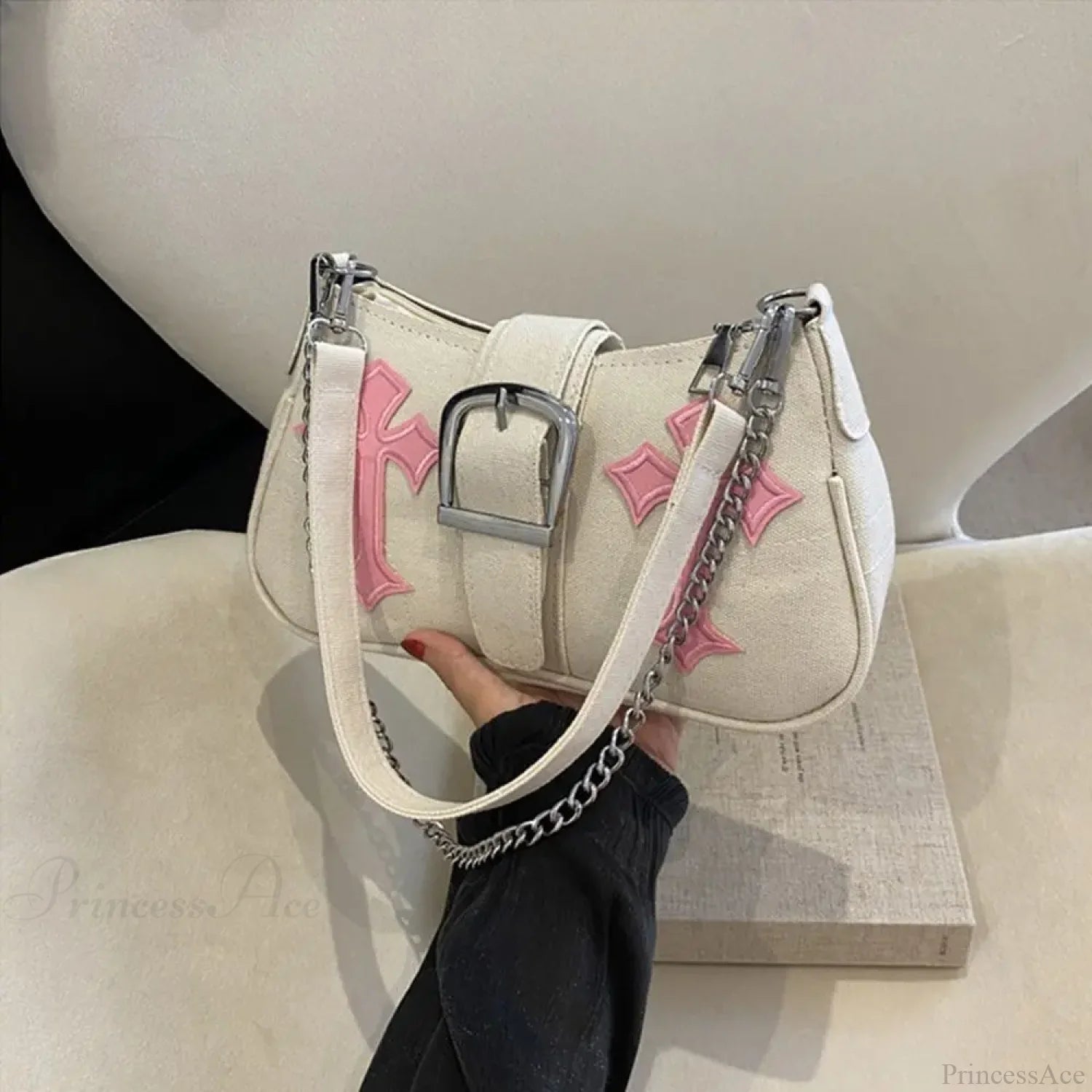 Hasp Metal Buckle Canvas Shoulder Bag shoulder-250126