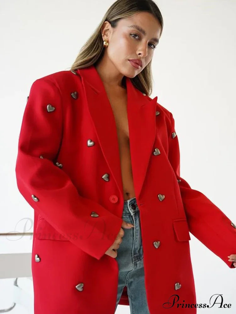 Heart Decoration Blazer Coat Coats-241208