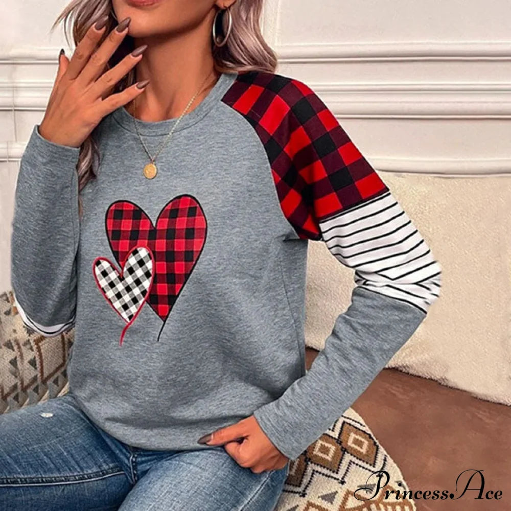 Heart Design Patchwork Tee Blouses