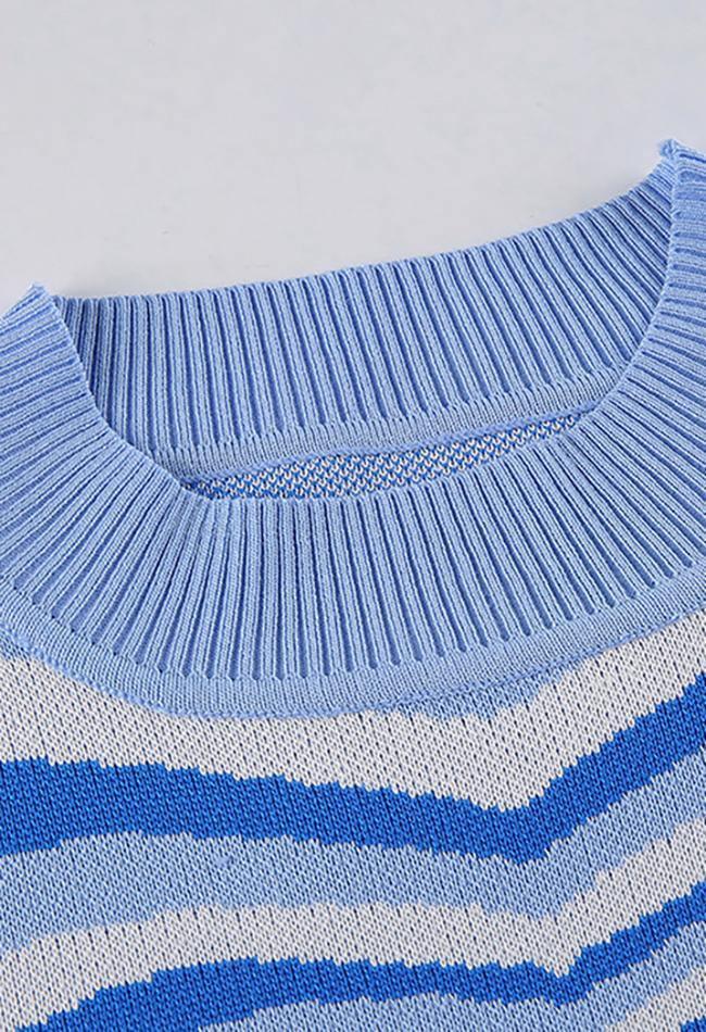 Heart Embroidered Stripe Trendy Crop Cami Top Sweaters-L