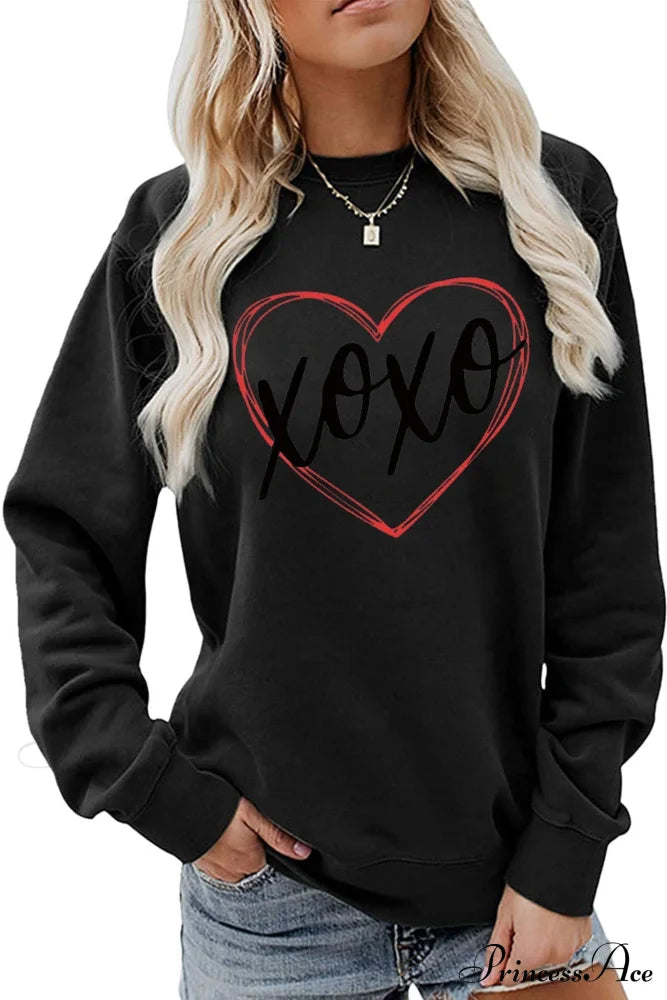 Heart Letter Graphic Sweatshirt Black / S Sweatshirts