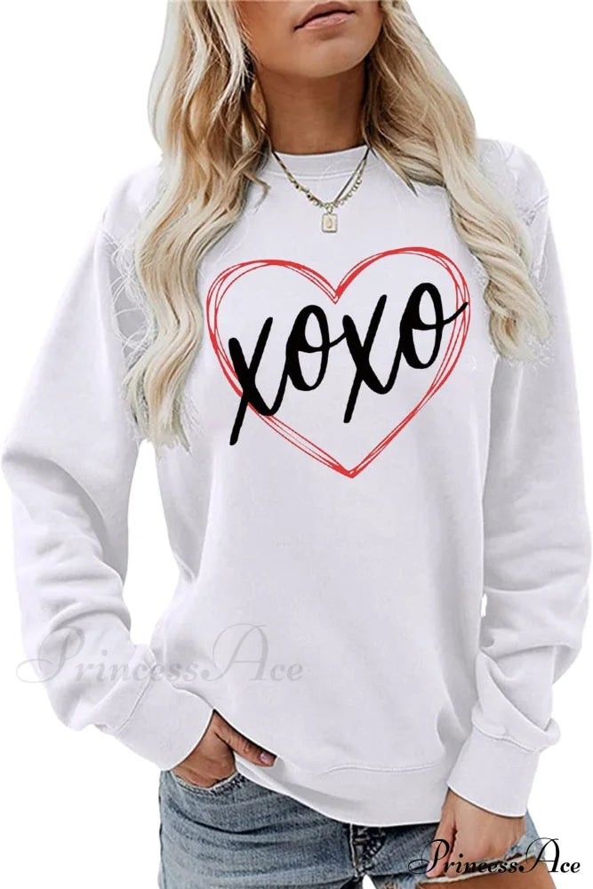 Heart Letter Graphic Sweatshirt White / S Sweatshirts