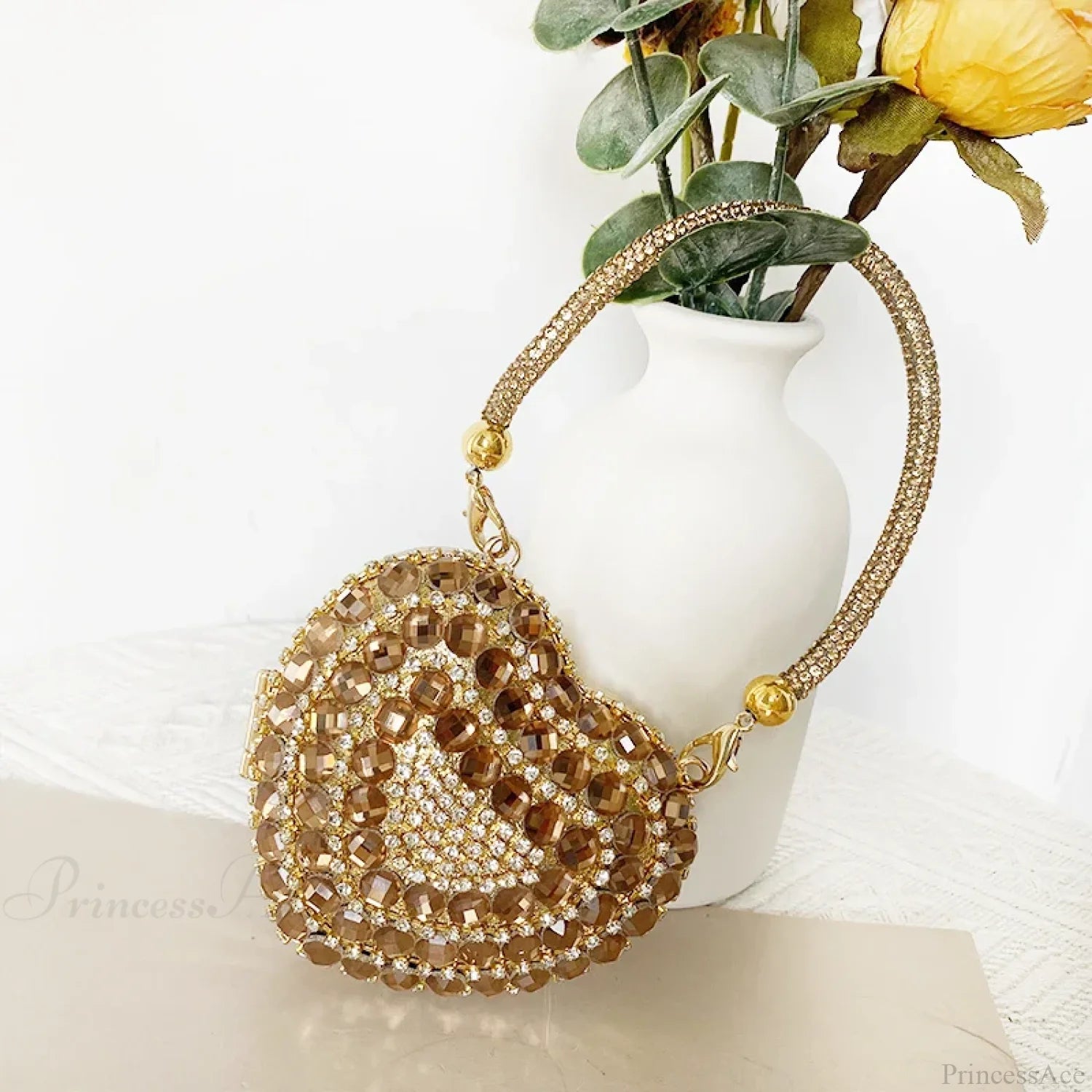 Heart Shape Sparkling Diamond Clutch Bag Gold 1 / Mini(Max Length<20cm) clutchbag-250126