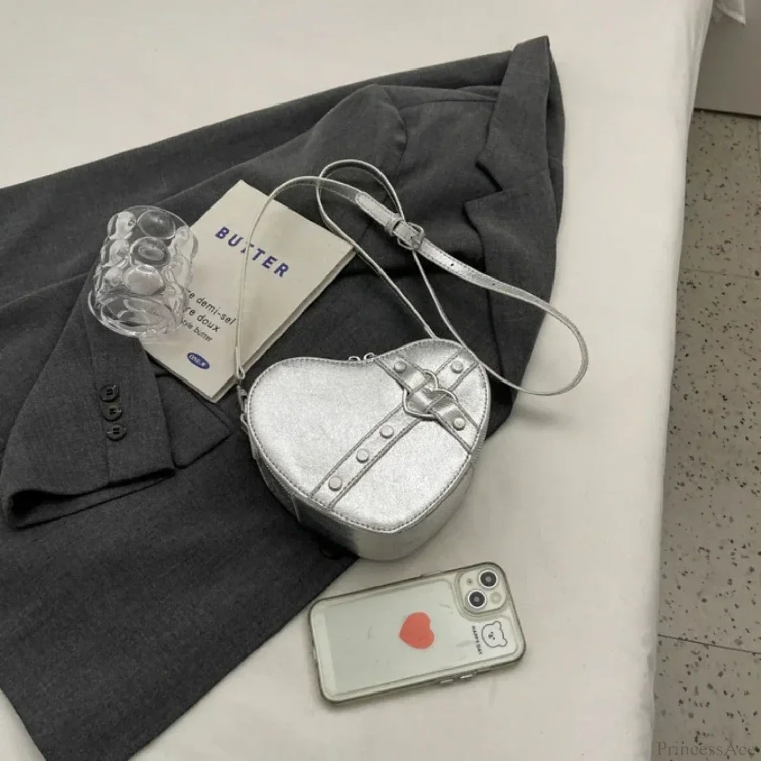 Heart Shaped PU Leather Shoulder Bag shoulder-250126