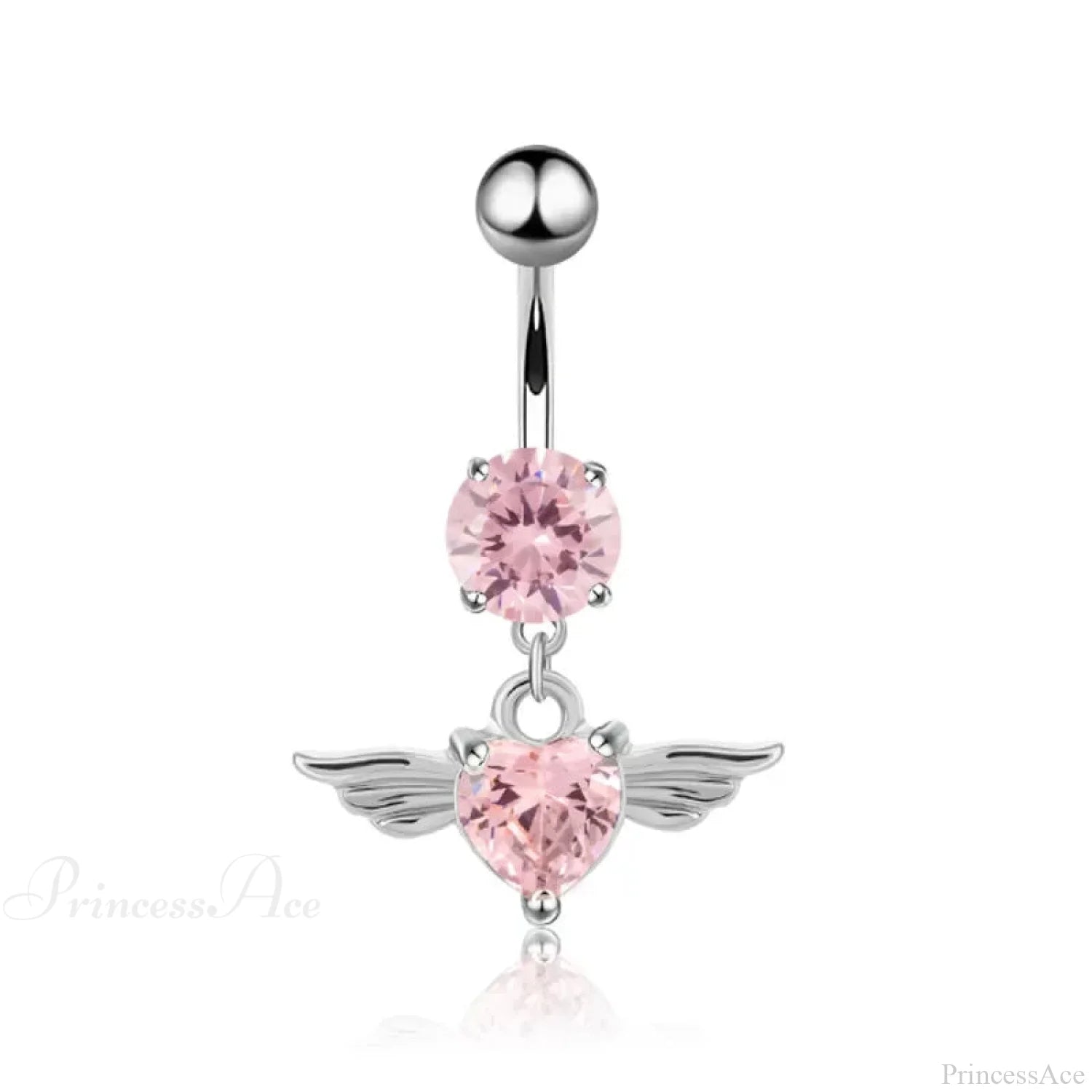 Heavenly Feathers Rose Dark Belly Ring pink14